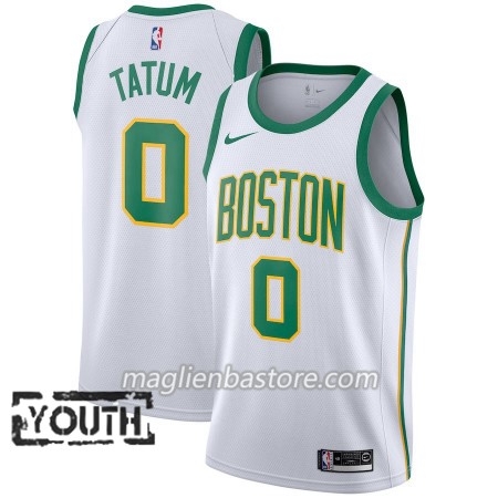 Maglia NBA Boston Celtics Jayson Tatum 0 2018-19 Nike City Edition Bianco Swingman - Bambino